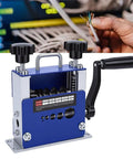 Hassle Free Wire Stripper Machine For Electrical Work Hand Crank Or Drill Powered Operation, showing adjustable rollers and handle.