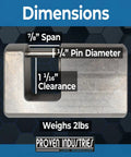 Stainless Steel Coupler Lock Pin For Trailers And Campers That Keeps Your Gear Safe And Sound Fits Most Coupler Styles Includes Two Keys Quarter Inch Pin Diameter And Seven Eighths Inch Span Model 651 Made In USA. Image shows pin dimensions and clearance details.