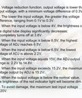 Instructions for Adjustable LM2596 Power Supply Soldering Kit indicating voltage regulations.