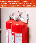 6 Pack 100 PSI Pressure Gauges For Portable Water Fire Extinguishers installed with stainless steel parts on wall.