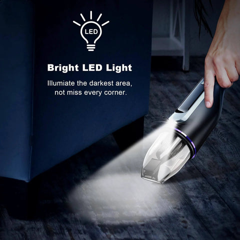 Ultra Lightweight Cordless Handheld Vacuum With Brushless Motor And 14000 Pa Boss Level Suction 1.2 Lb Weight Slim LED Light One Hand Clean