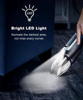 Ultra Lightweight Cordless Handheld Vacuum For Car And Home, 14000Pa Suction, Brushless Motor, Only 1.2lbs, LED Light in use