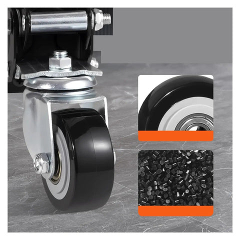 Set Of Four 2.5 Inch Retractable Swivel Workbench Casters With 360 Degree Spin Stepdown Lift Mode Easy Mount close-up detail