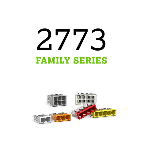 2773 Family Series connectors in various colors, including Push Wire Splicing Connector Wall Nuts For Solid And Stranded Conductors Eight Conductor With Light Gray Cover Tool Free Wiring Quick, Reliable Splices For Home Or Pro Projects Box Of Forty Pieces
