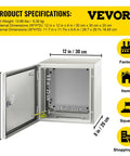 Rugged NEMA 4X Steel Enclosure 12 In By 12 In By 8 In Weatherproof IP66 Waterproof And Dustproof Electrical Box with open door
