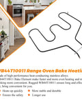 Upgrade WB44T10011 Oven Bake Element For GE Hotpoint Kenmore Ranges shown with kitchen setting, nickel stainless steel material.