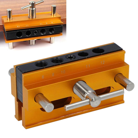 Self Centering Doweling Jig Kit For Precise Hole Drilling In Wood Adjustable Width Woodworking Guide with six bushings