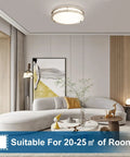 13 Inch LED Flush Mount Ceiling Light Fixture Dimmable Brushed Nickel Easy Install Flicker Free Low Profile Design Super Bright 36W 3600LM 5 CCT 3000K To 6000K 2 Pack installed in a modern living room.