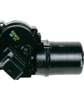 Remanufactured Domestic Wiper Motor Direct Fit Replacement crafted for whisper quiet running, showing black motor housing and connectors.