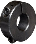 Black Oxide Plated Steel Two Piece Clamping Collar, 1/2 In Bore, 1-1/8 In Outer Diameter, 8-32 Set Screw, durable steel shaft collar.