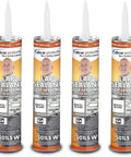 Self Leveling Lap Sealant For Roof Edges And Vents, White, 10.3 Ounce Tubes, 4 Pack, Works On EPDM And TPO Roofing, Seals Screw Heads