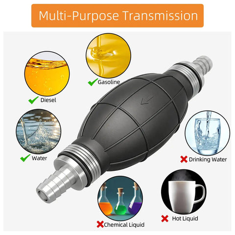 Hand Powered Fuel Primer Bulb Pump For Outboard Motor 14mm One Half Inch Primer Bulb Black Rubber Portable Hand Pump For Gasoline Diesel Oil And Water Quick Transfer And Durable Marine Grade