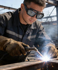 Auto Darkening Welding Safety Glasses PC Wraparound Sweet Clarity Hard To Beat At The Big Box Store in action during welding.