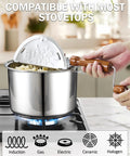 Heavy Duty Six Quart Stovetop Popcorn Popper With Sturdy Wooden Handle Quick Even Heat Distribution For Damn Good Tailgate Munchies And Weekend Couch Potato Movies on a gas stove with popcorn.