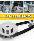 Tough Go Kart Drive Belt With Polyamide Fiber For Smooth Torque, Vibration Dampening And Extreme Racing durability That Keeps You Cruising Fast Without Any Stretching Or Shearing Woes On The Track, shown installed on pulleys