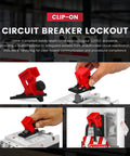 Clip-On Circuit Breaker Lockout Kit With Padlock And Tags For No Tool LOTO Locks, OSHA Compliant Quick And Safe Gear