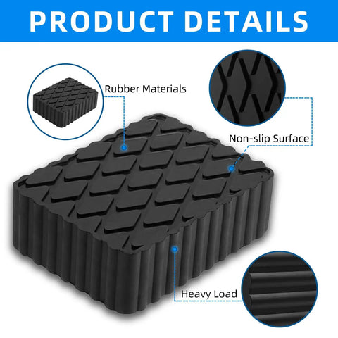 Solid Rubber Lift Pads For Auto Lifts And Jacks No Slip Jack Stand Pads Heavy Duty Garage Workhorse Lifting Blocks close-up showing details.