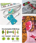 Snap Fasteners Kit With Pliers, 420 Complete Sets In 14 Colors, shown in use on fabric and electronic cable organizer, with pliers and snap guide.