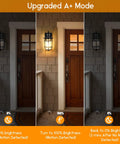 Set Of 2 Motion Sensor Outdoor Wall Lanterns No Brainer Setup Dusk To Dawn Waterproof Exterior Sconce with Seeded Glass demo