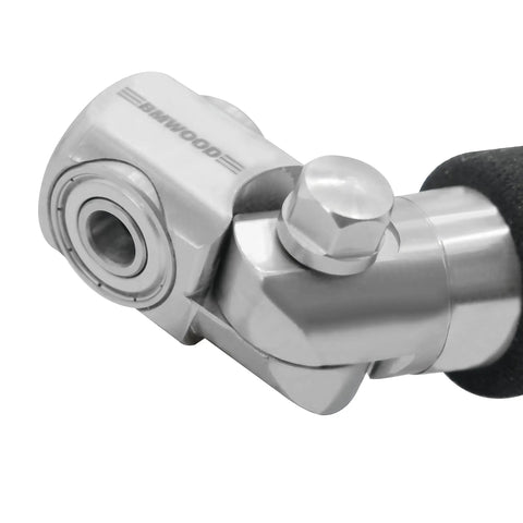 Close-up of Ergonomic Handheld Bowl Sander Kit for Wood Turning showing angle adjustment joint, designed for curved sanding.