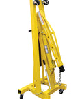 Heavy Duty Engine Hoist With Folding Legs For Shop Safety, yellow portable crane with sturdy base, ideal for garage lifting tasks.