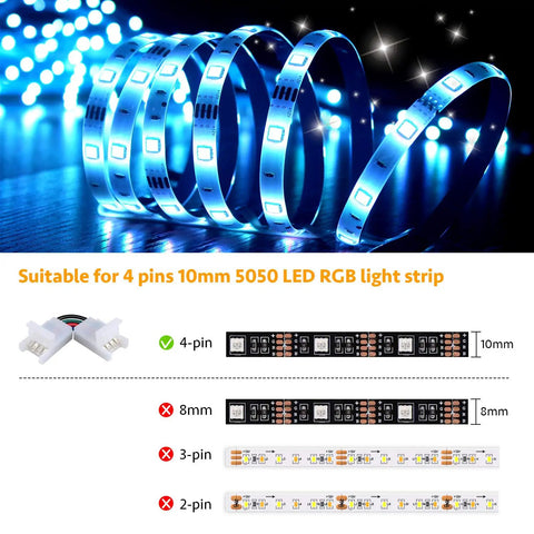 L Shape 4 Pin LED Strip Connectors With Adjustable Angles From 90 To 180 Degrees For 10mm Wide 5050 RGB LED Tape Lights Pack Of 10