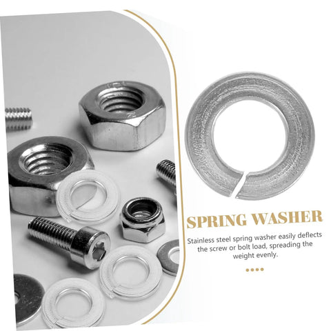 Stainless Steel Spring Washers Set 100 Pcs 304 Grade Non Slip Gasket Assortment Kit For Screws And Fasteners Durable Split Washers For Rock Solid Tightening Vibration Dampening And Long Lasting Hardware, spring washer with bolts and nuts