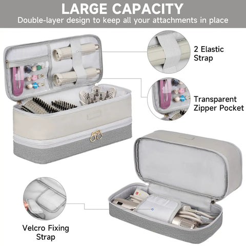 Two Layer Travel Hair Tool Case for Dyson Airwrap Styler and Supersonic Dryer Fits Shark Flexstyle FlexFusion open view