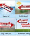 7 Pack Garage Sale Signs With Stakes 16x6 Inch Double Sided Yard Sale Arrows Waterproof Outdoor Signs With 14 Metal Stakes Durable Directional Signs For Curbside Sales And Neighborhood Block Parties, red arrow signs