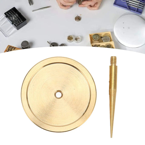 Watch Balance Wheel Bracket Copper Holder For Repairs, Pro Grade Precision Calibrating Tool with round plate and pin