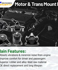 Set Of 5 Engine Motor Mounts And Transmission Mount Kit For 2008 2012 Honda Accord 2.4L L4 And 2009 2013 TSX Automatic Transmission Only Direct OE Replacement A4565 A4572 A4570 A4584 A4561, showing mounts on engine background.