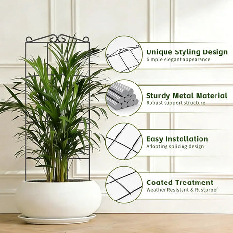 4 Pack 31 Inch Tall Metal Plant Trellis for Indoor and Outdoor Use, Rectangular Plant Support with Ties in indoor setting