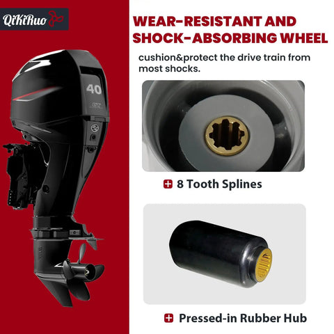 Wear-resistant shock-absorbing wheel with 8 tooth splines and pressed-in rubber hub for drive train protection.