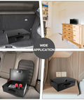 Fireproof Document Safe Box With Dual Lock System in car trunk, home office, car seat, and bedroom for secure storage.