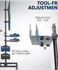 Built Tough Mobile Computer Cart With Smooth Glide Wheels And Adjustable Monitor Stand Engineered For Big Screens Up To Thirty Two Inches showing tool-free adjustment features.