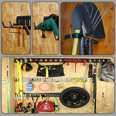 E Track Heavy Duty J Hook Hanger for shovels and tools organization in cargo van or trailer, holds 150 lbs, universal fit