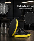 Rock Solid 5 Inch 8 Hole Zirconia Alumina Sanding Discs With Hook And Loop Adhesive For Random Orbital Sanders, black and yellow foam backing.