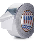 Side view of aluminum foil duct tape roll, 2 in × 210 ft, heat‑resistant HVAC sealing tape.