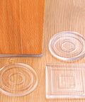 20 Pcs 1.2 Inch Round Silicone Non Slip Feet For Cutting Boards And Furniture Legs Transparent Grippy Pads on wood surface