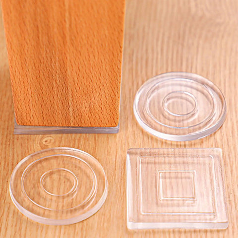 20 Pcs 1.2 Inch Round Silicone Non Slip Feet For Cutting Boards And Furniture Legs Transparent Grippy Pads on wood surface