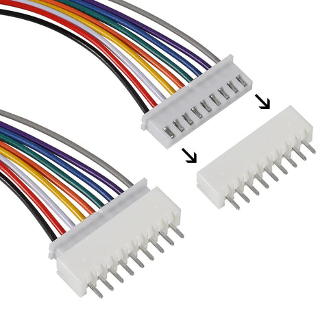 JST XH 2.54mm Connector Kit 90 Pair Set with color-coded wires and male-female plugs, 200mm cable, 26AWG showcased.