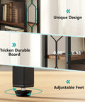 Details of Seven Tier Corner Shelf Industrial Bookcase Crafted Tough To Clear The Decks Of Clutter including thick board and adjustable feet.
