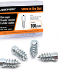 Heavy Duty Screw In Ice Traction Studs For Hunting Boots Snow Bikes Lawn Tractors And Atv Utv, steel studs in a clear box.