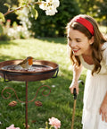 35.4 Inch Tall Vintage Metal Bird Bath With 12 Inch Diameter Bowl And 2.2 Inch Deep Removable For Easy Cleaning Freestanding Garden Yard Decor.