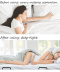 Before and after using Ditch The Daily Slide, Keep Your Mattress Locked Down With These Heavy Duty Retainer Bars, Black Metal Slide Stopper Brackets.