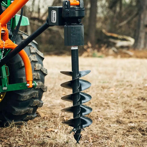 9 Inch Auger Bit For 3 Point Post Hole Digger With Fishtail Point HD Steel Digging Bit Only 24 Inch Drilling Depth Bolt On Safety Cover