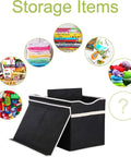 Extra Large Collapsible Toy Box Chest With Lids For Kids Storage with toys, clothes, and books around, in black color.