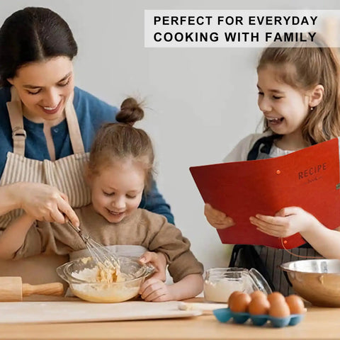 Family cooking with Leather Recipe Book With Index Pages And Templates, The Ultimate Recipe Notebook For Recording Your Own Dishes.