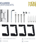 Heavy Duty Glass Shower Door Hinge With Full Back Plate Polished Chrome Finish For Half Inch Tempered Glass Frameless Doors included components like screws and gaskets.
