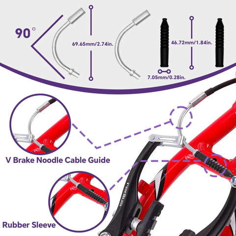 Universal 103Piece Bike Brake Cable Kit With Chromium Vanadium Steel Cable Cutter And Shifter Cables V brake guide details